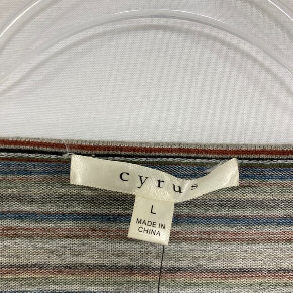 New Cyrus Large Multi Color Striped Stretch knit 3/4 Sleeve Casual Blouse - Picture 2 of 8